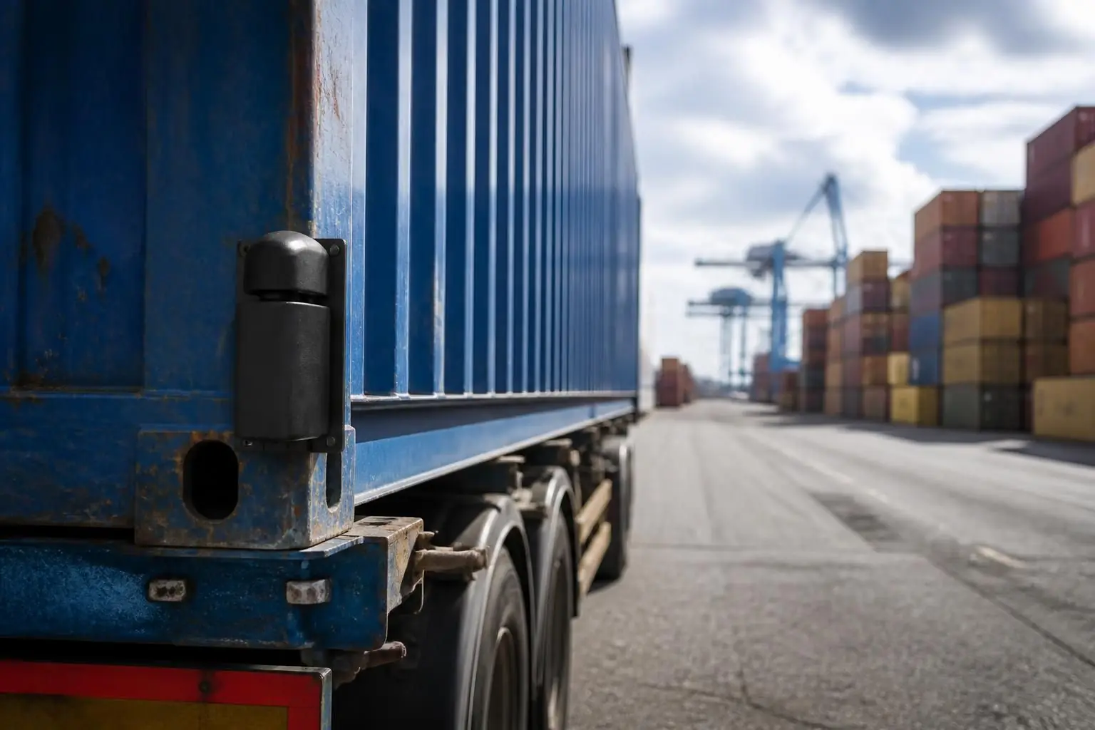Container lorry at a UK container port